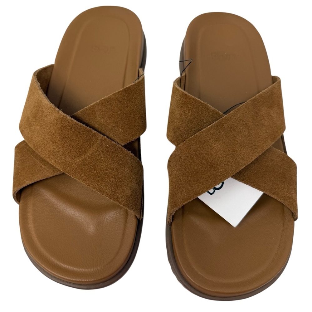 UGG Men’s Size 9 Wainscott Slide Sandals leather brown NWT